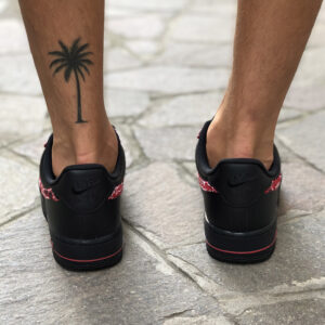 Nike Air Force One Custom Black Bandana Rossa
