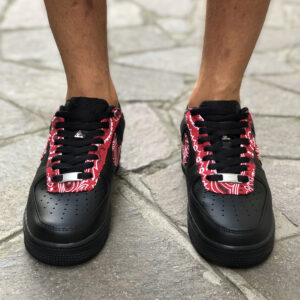 Nike Air Force One Custom Black Bandana Rossa