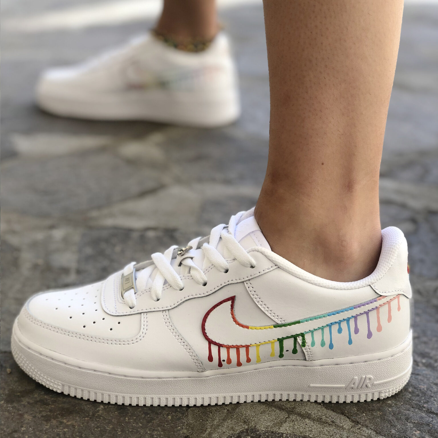 air force 1 with rainbow bottom