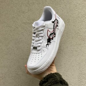 Nike Air Force One Custom Dipinte A Mano Red e Black Dragon