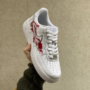 Nike Air Force One Custom Dipinte A Mano Red e Black Dragon