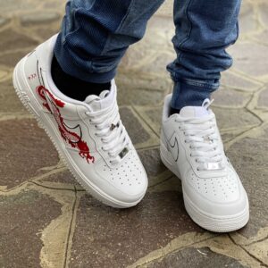 Nike Air Force One Custom Dipinte A Mano Red e Black Dragon