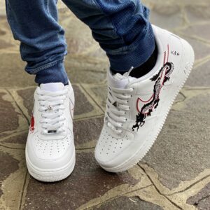 Nike Air Force One Custom Dipinte A Mano Red e Black Dragon