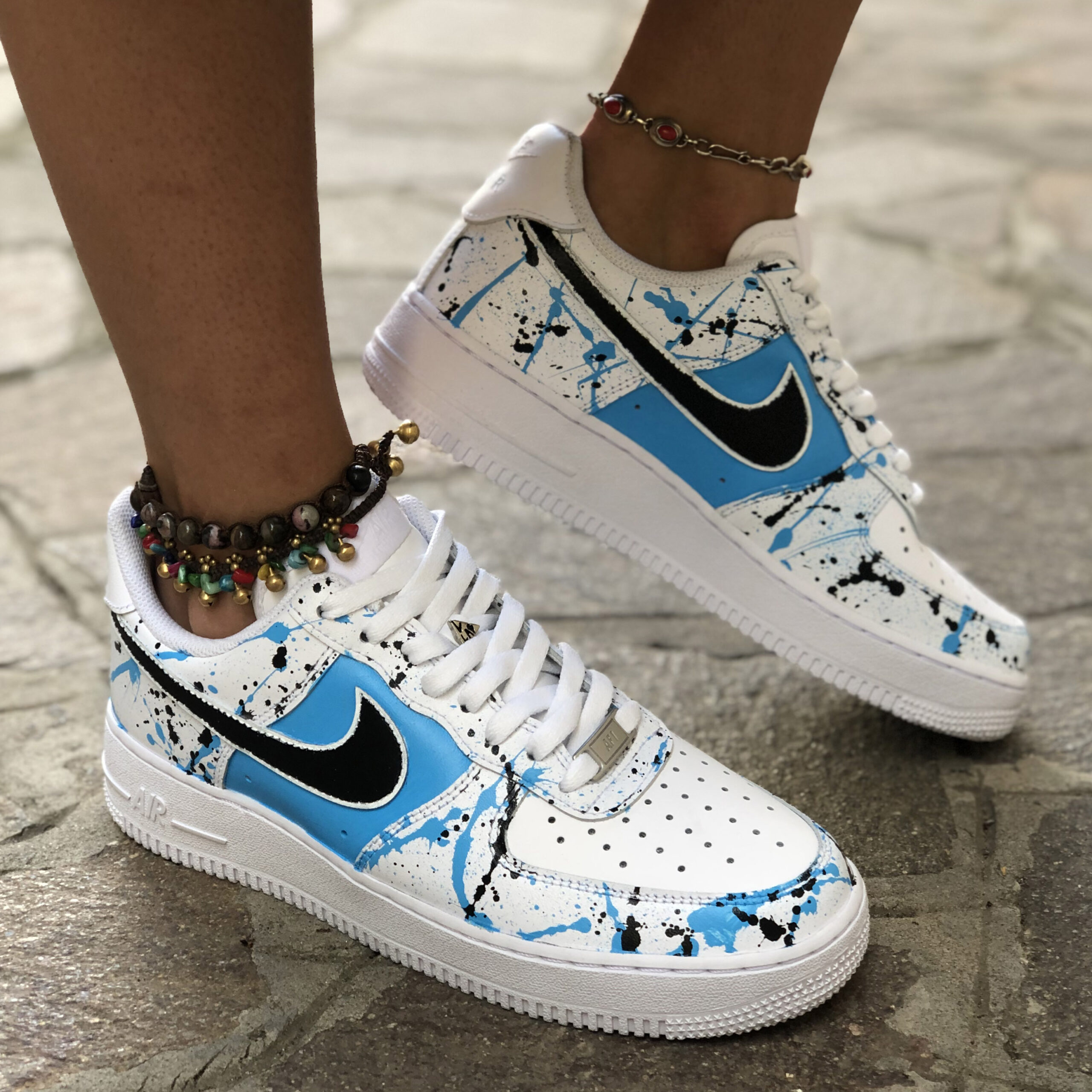 Nike Air Force One Custom Swoosh Nero LLab Scarpe Custom