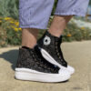 Converse All Star Personalizzate Platform Move Glitter Sale Pepe e Laccetti in Raso