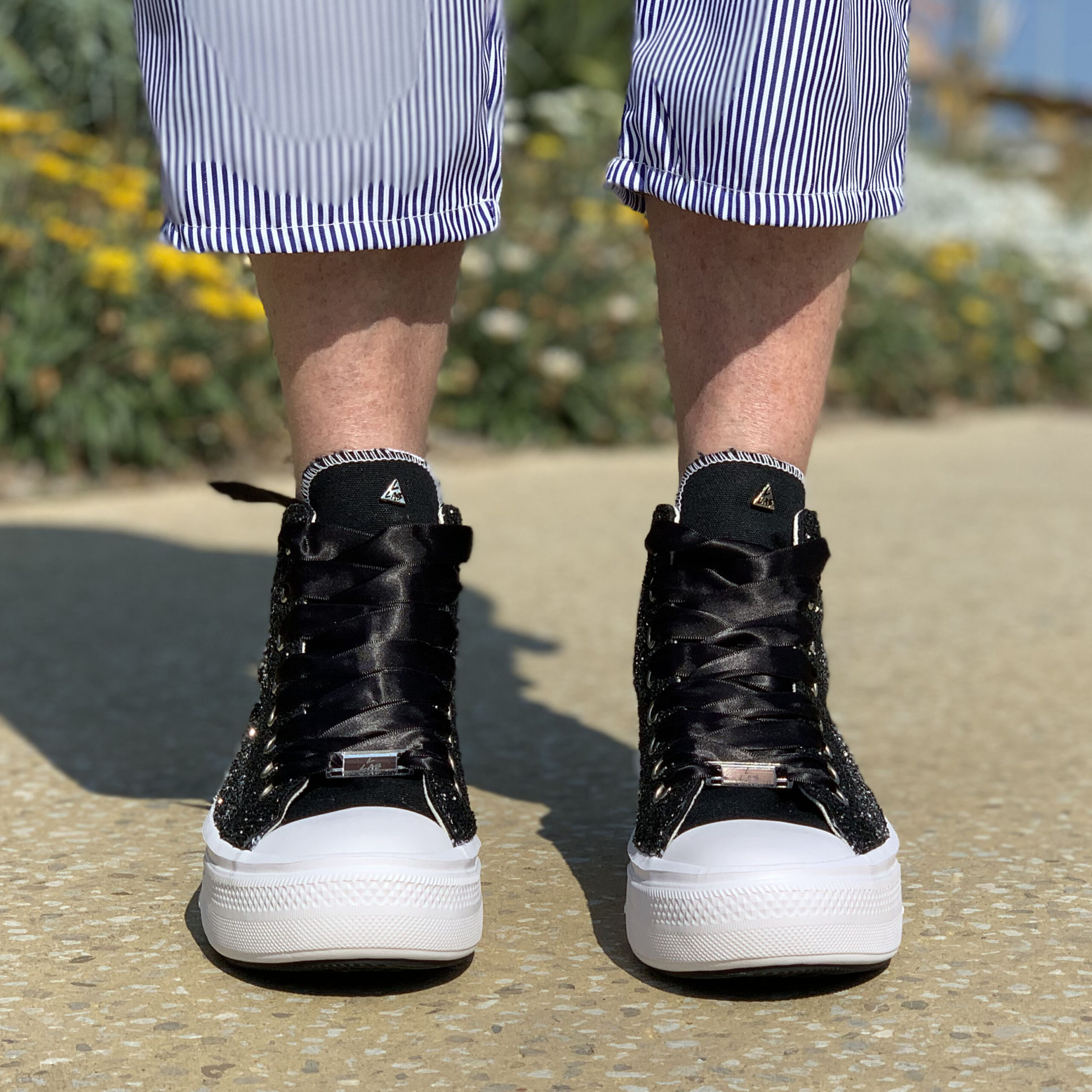 Converse All Star Personalizzate Platform Move Glitter Sale Pepe e Laccetti in Raso