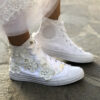 Converse Personalizzate Sposa Farfalle, Perle, Strass, Pizzo e Lacci Raso
