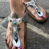 Birkenstock Gizeh Personalizzate Base Argento Borchie, Strass e Pietre