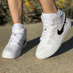 Nike Jordan 1 Custom Dipinta a Mano Goccia Nera