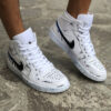 Nike Jordan 1 Custom Swoosh Effetto Goccia e Sporcatura Blu e Nera