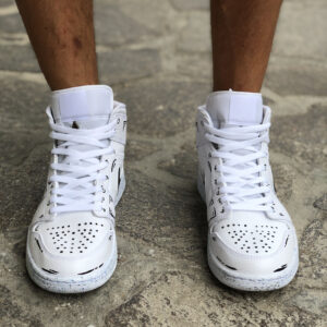 Nike Jordan 1 Custom Swoosh Effetto Goccia e Sporcatura Blu e Nera