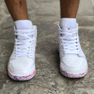 Nike Jordan 1 Custom Swoosh Effetto Goccia e Sporcatura Fucsia e Viola