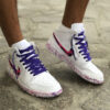 Nike Jordan 1 Custom Swoosh Effetto Goccia, Sporcatura Fucsia e Viola e Laccetti Viola