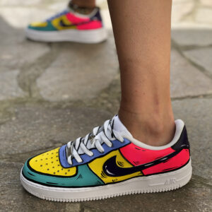 Nike Air Force One Custom Cartoon Dipinte A Mano Multicolor Super