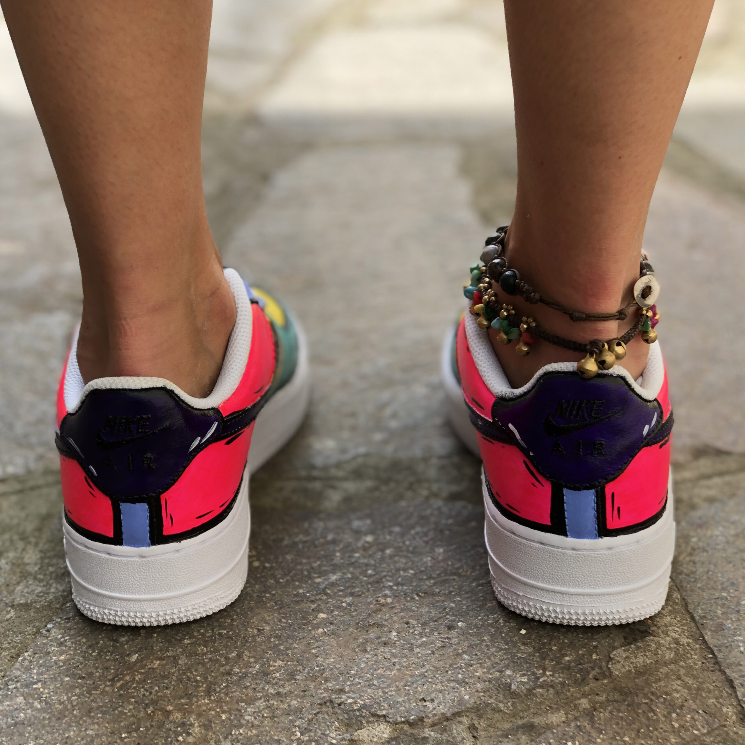 Nike Air Force One Custom Cartoon Dipinte A Mano Multicolor Super