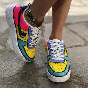 Nike Air Force One Custom Cartoon Dipinte A Mano Multicolor Super