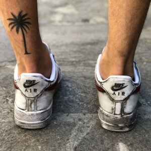 Nike Air Force One Custom Délavé Swoosh Bordeaux