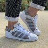Adidas Stan Smith Personalizzate Lurex Antracite, Strisce Specchiata & Borchie