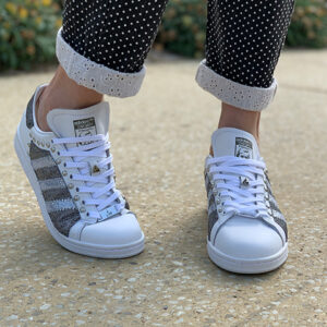 Adidas Stan Smith Personalizzate Lurex Antracite, Strisce Specchiata & Borchie