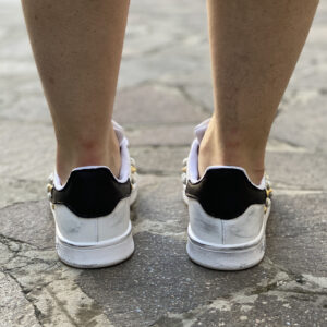 Adidas Stan Smith Personalizzate Borchie, Perle e Talloncino in Pelle Nera