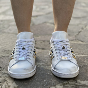 Adidas Stan Smith Personalizzate Borchie, Perle e Talloncino in Pelle Nera