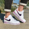 Nike Air Force One Custom Swoosh Sfumato e Sporcatura Viola e Fucsia Fluo