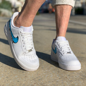 Nike Air Force One Custom Swoosh Azzurro e Nero