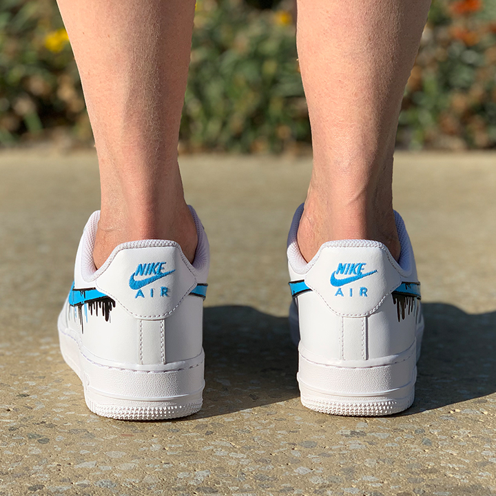 Nike Air Force One Custom Swoosh Azzurro e Nero