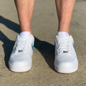 Nike Air Force One Custom Swoosh Azzurro e Nero