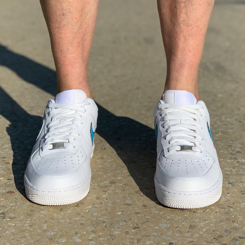 Nike Air Force One Custom Swoosh Azzurro e Nero