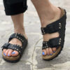 Birkenstock Arizona Personalizzate Base Nera Borchie Argento