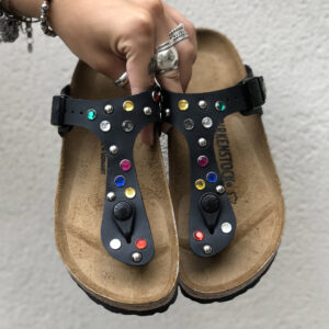 Birkenstock Gizeh Personalizzate Base Nera Borchie Multicolor