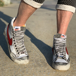 Nike Blazer Customized Délavé Con Swoosh Bordeaux