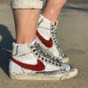 Nike Blazer Customized Délavé Con Swoosh Bordeaux