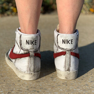 Nike Blazer Customized Délavé Con Swoosh Bordeaux