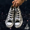 Converse All Star Personalizzate Bambino Glitter Nero e Argento con Borchie Nere