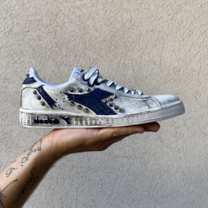 Diadora Personalizzate Game Leather Waxed Logo Spezzato Squamato Blu