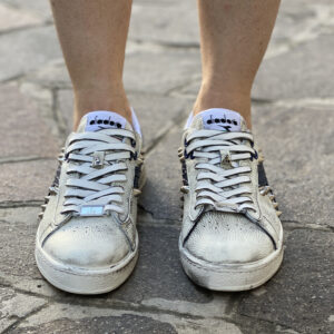 Diadora Personalizzate Game Leather Waxed Logo Spezzato Squamato Blu