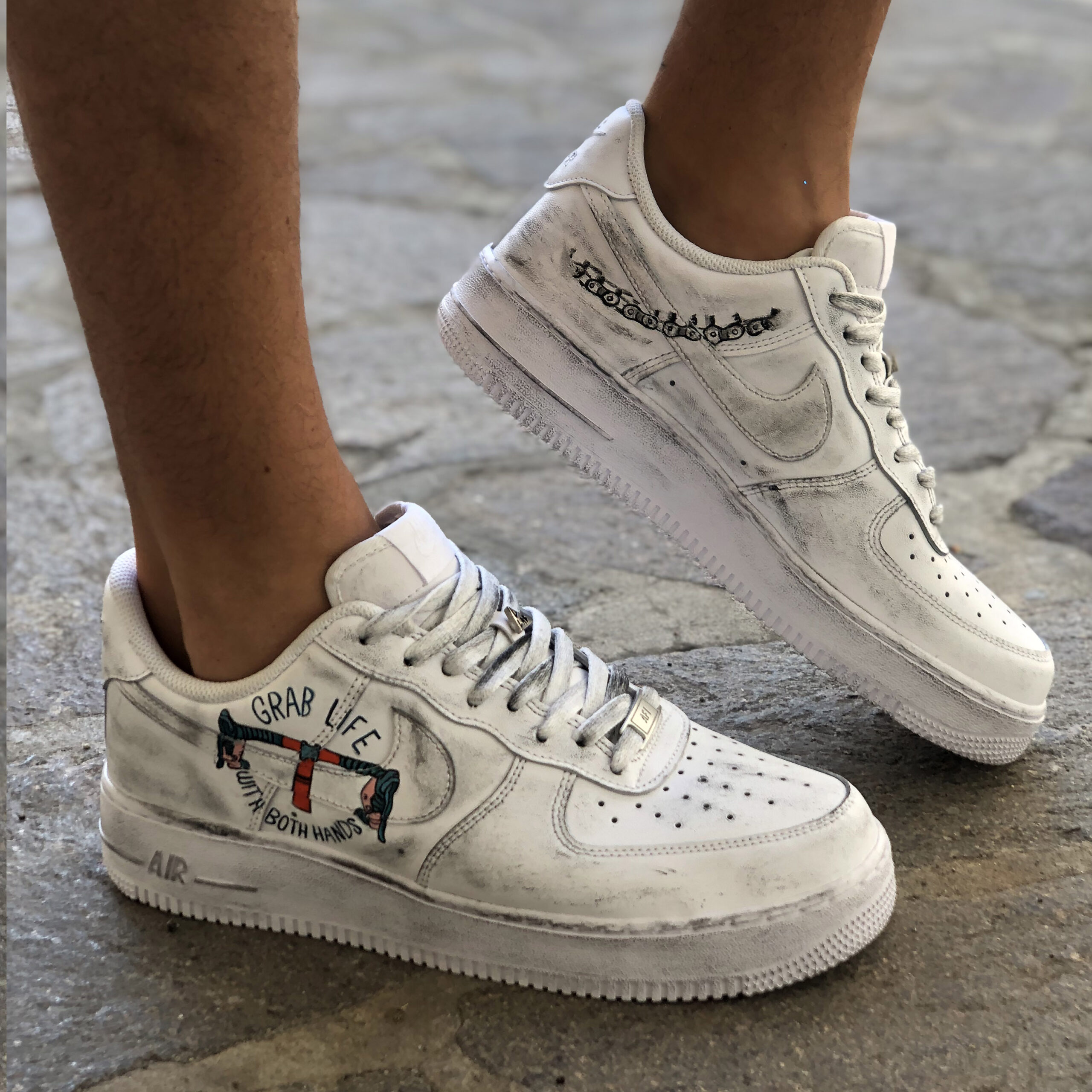Nike Air Force One Custom Dipinte A Mano Ciclista