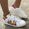 Adidas Stan Smith Personalizzate Cucite e Dipinte a Mano "Fire"