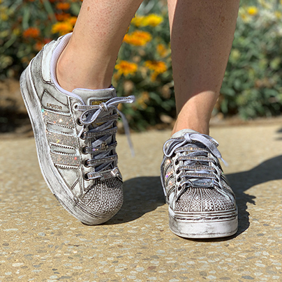 Adidas Superstar Bold Personalizzate Délavé e Bande e Laccetti in Strass