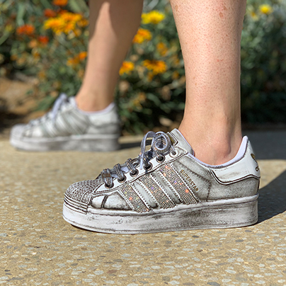 Adidas Superstar Bold Personalizzate Délavé e Bande e Laccetti in Strass