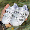 Adidas Stan Smith Personalizzate Bambino Bande Laterali Glitter Argento e Posteriore Cangiante