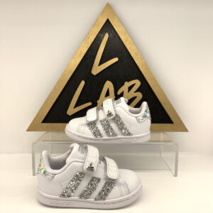 Adidas Stan Smith Custom Bambino Glitter Argento LLab scarpe custom