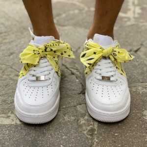 Nike Air Force One Custom Bandana Gialla Con Fiocco e Swoosh Sfumato Nero