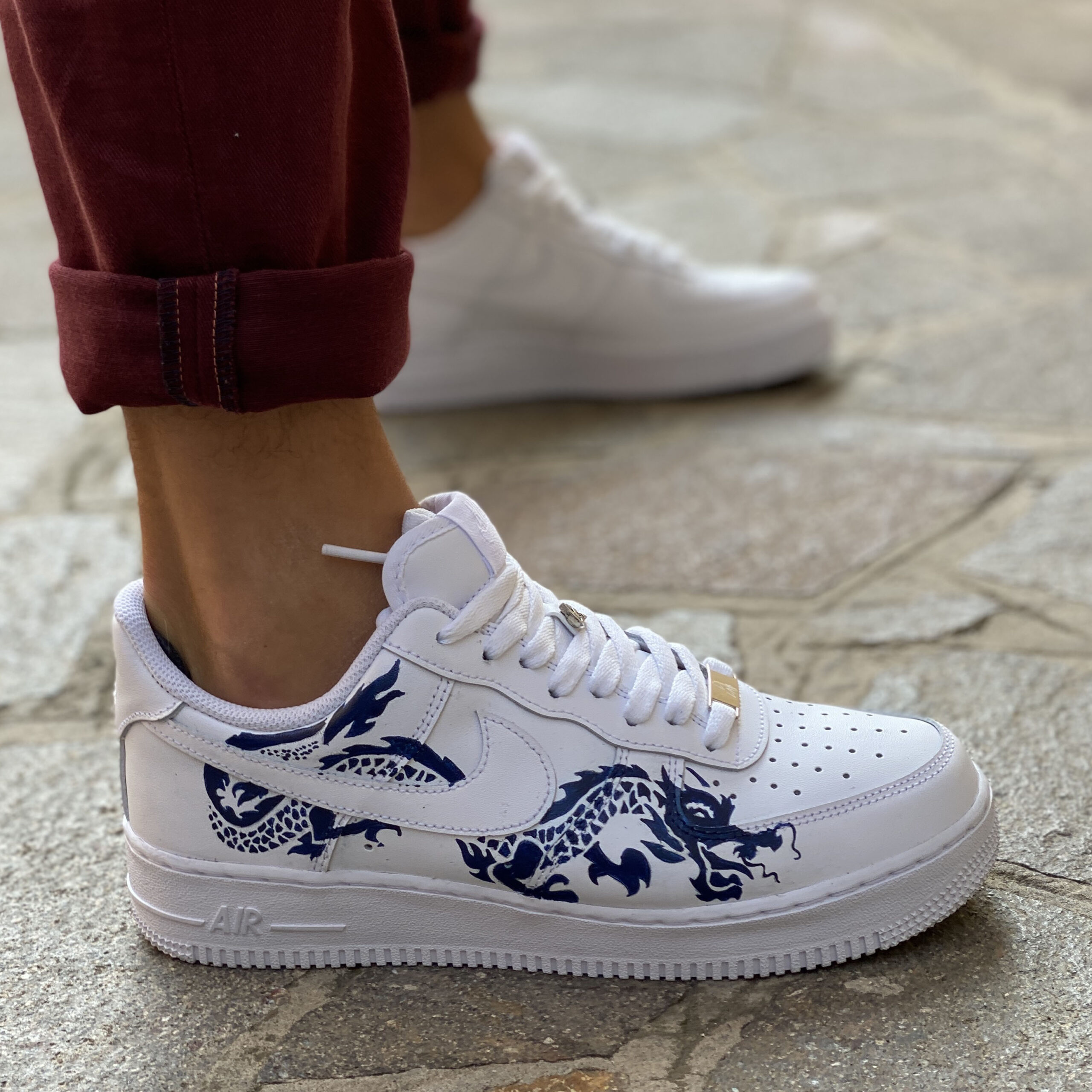 Nike Air Force One Custom Dipinte A Mano Blue Dragon Vol.2