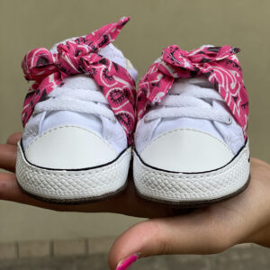 Converse All Star Personalizzate Bambina Bandana Rosa & Borchia Cuore