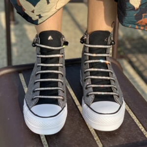 Converse All Star Personalizzate Platform Lurex Argento & Strass