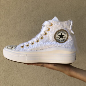 Converse Personalizzate Sposa Rose Perle Strass LLab scarpe custom