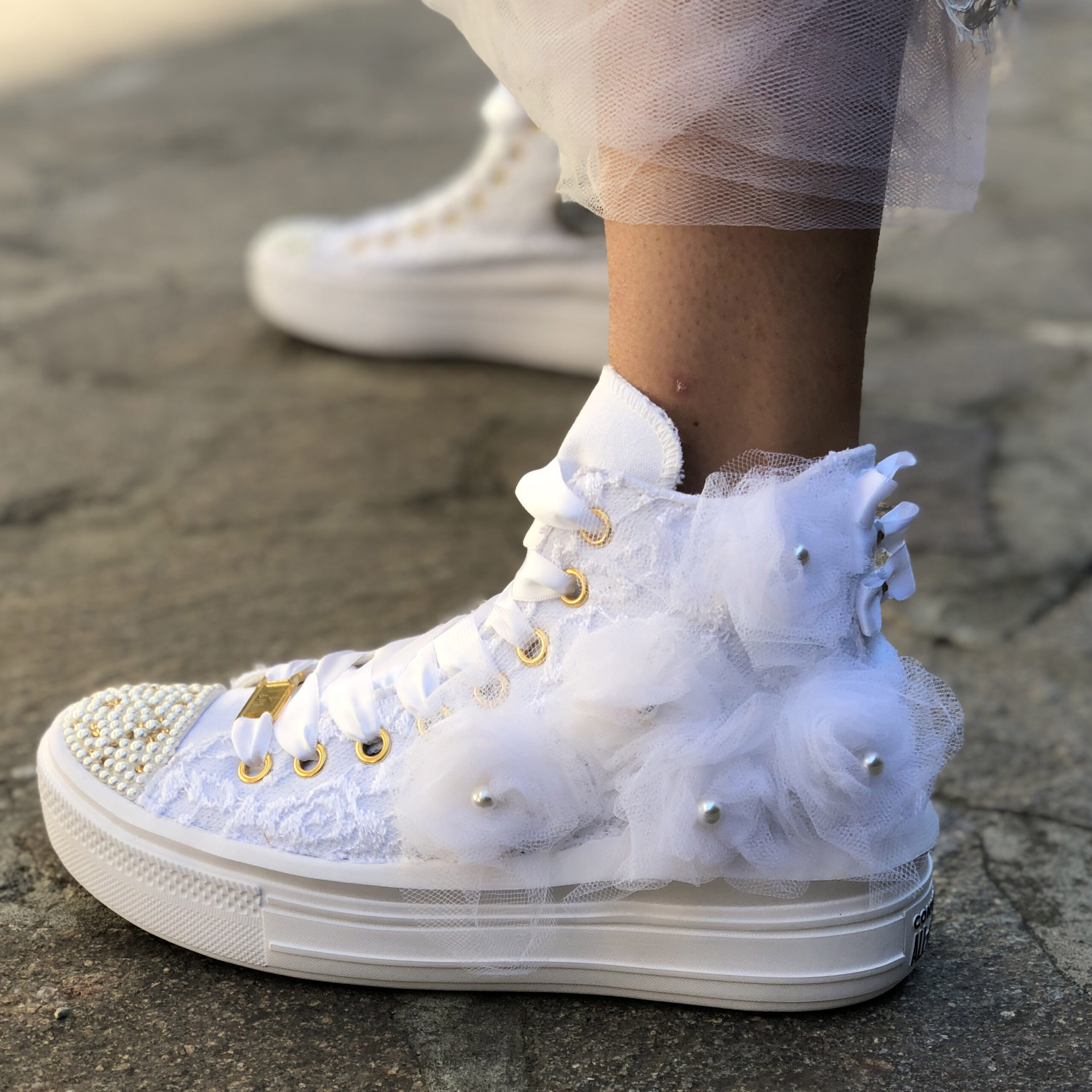 converse platform bianche e rosse